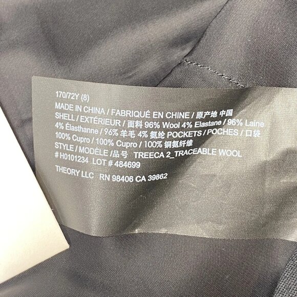 Theory Trecca 2 Cropped Mid‑Rise Suit Trousers – Stone Blue – Size 8 – NWT - Picture 4 of 8